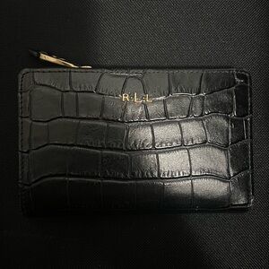 Lauren Ralph Lauren Black Embossed Newbury Zip Wallet